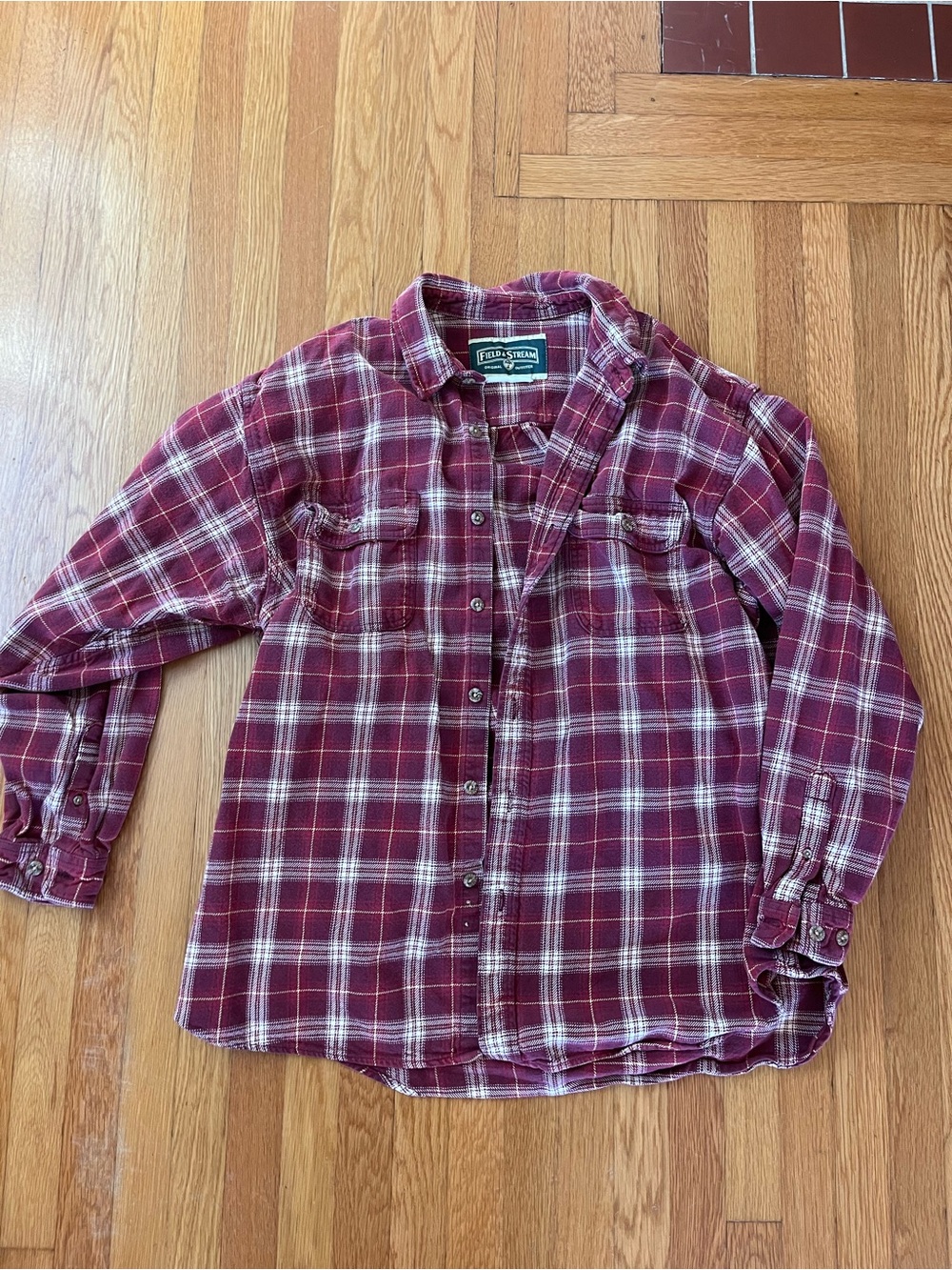 Field & Stream Burgundy Plaid Flannel Shirt